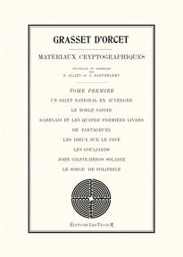 Plat de couverture des Matériaux Cryptographiques, Tome Premier de Grasset d'Orcet