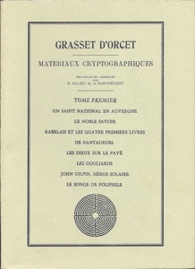 Première de couverture des Matériaux Cryptographiques, Tome Premier de Grasset d'Orcet