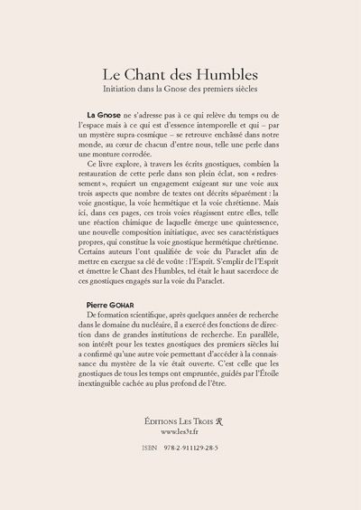 4e de couverture de l'ouvrage Le Chant des Humbles, de Pierre Gohar